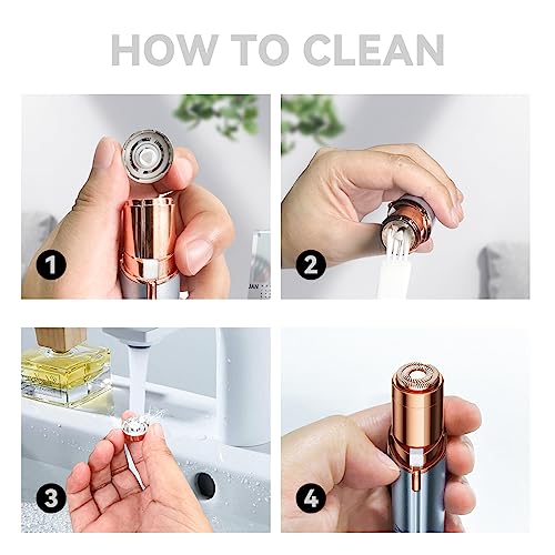 Aneagle Facial Hair Remover for Women,Painless Hair Shaver Rechargeable with LED Light, Flawless Lady Face Electric Razor,The Great Female Mustache Removal (Rose Gold)