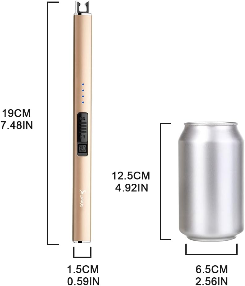 SUPRUS Electric Lighter - Windproof Flameless USB Rechargeable with Safety Lock | Champagne Gold