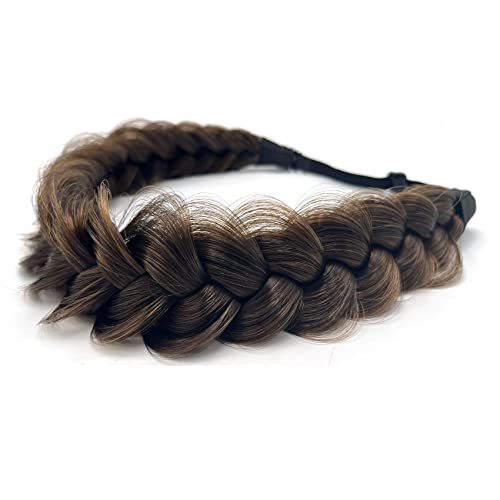 TOECWEGR Synthetic Hair Braided Headband Classic Wide Strands Wedding Disorderly Fluffy Braids Wig Band Women Beauty Accessory