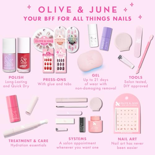 Olive & June Instant Mani Press-On Nails (Glue) | 42 Fake Nails, 21 Sizes | Non-Toxic, Long-Lasting Recycled Materials Realistic Look | Salon-Quality at Home | Medium, Oval | Obsessed Velvet