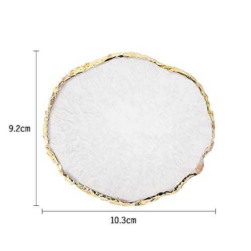 JASSINS Resin Nail Art Palette,Nail Art Painting Mixed Color Palette Gold Edge Nail Gel Color Makeup Display Board (White)