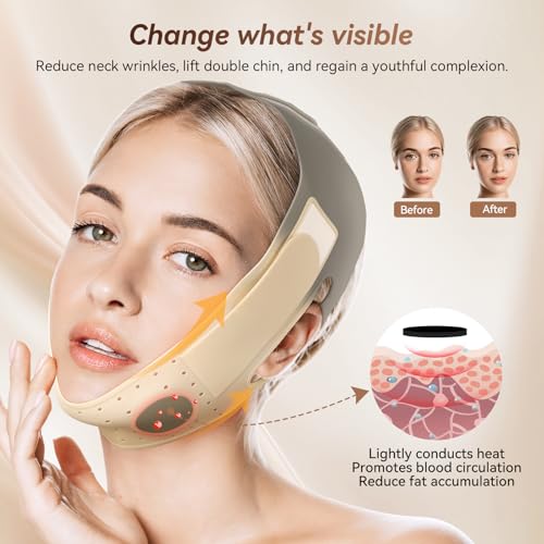 Reusable V Line Silicone Face Strap, Soft Silicone Chin Strap for Women 23-27 Inches(Skin tone)