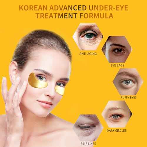 Under Eye Patches for Puffy Eyes Treatment 30 Pairs, 24K Gold Under Eye Masks for Dark Circles and Puffiness, Eye Gel Pads w/ Collagen, Sodium Hyaluronate, Rose Essence for Eye Bags Treatment
