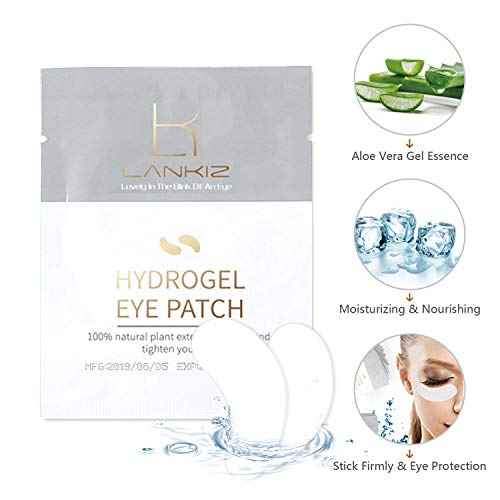 LANKIZ 100 Pairs Under Eye Gel Pads for Lash Extensions, 100% Natural Plant Extract, Collagen Hydrogel, Lint-Free, Moisturizing, Reduces Dark Circles and Eye Puffiness