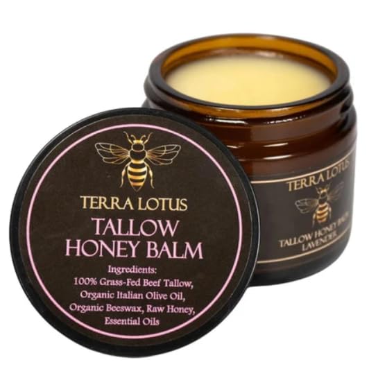 Organic Grass-Fed Beef Tallow Balm with Raw Honey - Moisturizing Cream for Soft, Smooth Skin - Handmade All-Natural Moisturizer (2 Oz, Citrus)