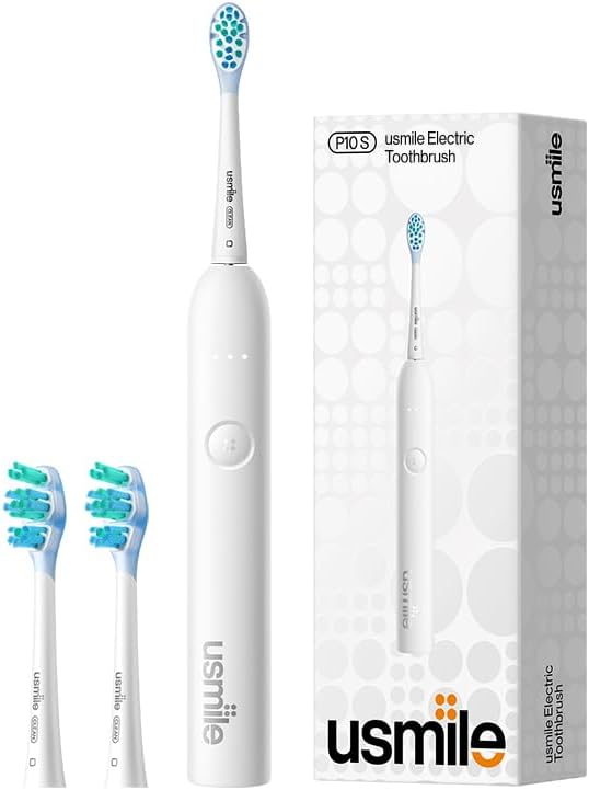 Usmile P10S Sonic Electric Toothbrush - Deep Clean & Whitening, 180-Day Battery Life, 3 Modes, 2 Brush Heads (White)