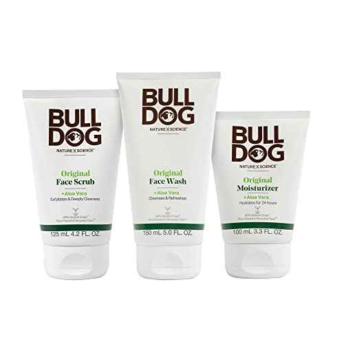 BULLDOG Mens Skincare and Grooming Original Full Face Kit with Moisturizer, Face Wash & Face Scrub