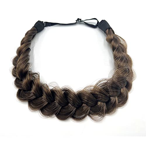 TOECWEGR Synthetic Hair Braided Headband Classic Wide Strands Wedding Disorderly Fluffy Braids Wig Band Women Beauty Accessory