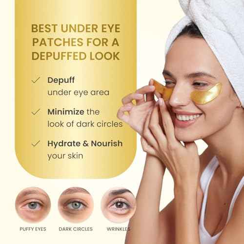 PLANTIFIQUE Gold Eye Patches for Puffy Eyes | 20 Pairs | Gifts | Under Eye Masks for Dark Circles | Puffiness Eye Gels | Eye Mask Skincare