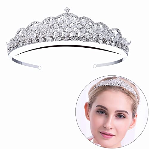 SINIDE Rhinestone Crystal Crowns for Women and Girls Sparkling Princess Tiaras for Bride, Bride Wedding Hair Head Band Fashion Hair Accessories for Wedding Prom Bridal Party Photography Cosplay