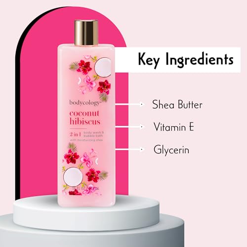 Bodycology Coconut Hibiscus Moisturizing Body Wash for Women, 16 Ounce