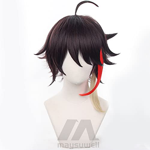 Red Yinlin Wig, Long Hair Straight Wig with Ponytail Bangs for Women Cosplay, Anime Wuthering Waves Cosplay Wig Perfect for Halloween Party (Yinlin)