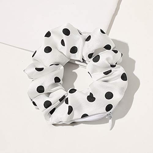 Velvet Dots Leopard Scrunchies with Zipper Pouch and Secret Pocket for Hair Ties, Ropes, and VSCO Girl Stuff (4 Pcs)