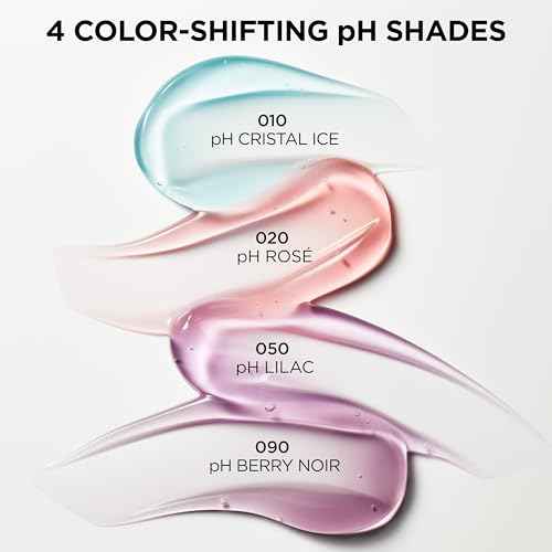 L'Oreal Paris Plump Ambition pH Hyaluron Lip Oil, Color Shifting Lip Tint with 24HR Hydration, Volumizing Shine and Lasting Color, 010 pH Cristal Ice
