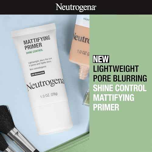 Neutrogena Mattifying Primer with Shine Control, Lightweight Pore Blurring Face Primer Blurs the Look of Pores & Helps Reduce Shine, Matte Primer with Niacinamide, 1 oz