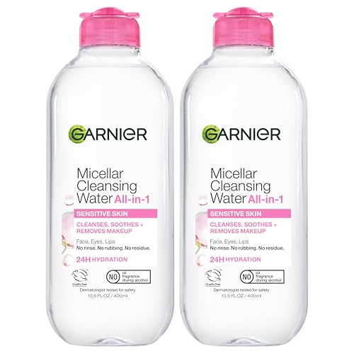 Garnier Micellar Cleansing Water, All-in-1 Makeup Remover and Facial Cleanser, For All Skin Types, 3.4 Fl Oz (100mL), 1 Count (Packaging May Vary)