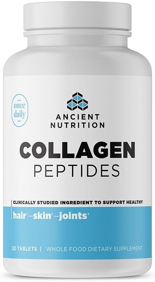 Ancient Nutrition Collagen Peptides - Unflavored Hydrolyzed Collagen Tablets for Healthy Skin, Hair & Joints | 30 Count