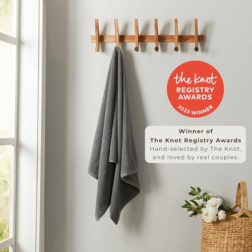 Dark Grey Bath Towel - 100% Cotton 54x27 Towel - Absorbent, Quick-Drying, Durable Bath Towels for Bathroom Decor - Low-Twist, Two-Ply Fibers (Dark Grey)