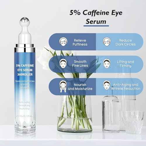 5% Caffeine & Retinol Eye Cream with 360¡Æ Roller ? Hydrating & Anti-Aging Formula for Fine Lines, Puffiness, Dark Circles & Bags ? Moisturizing Treatment Serum for Women & Men