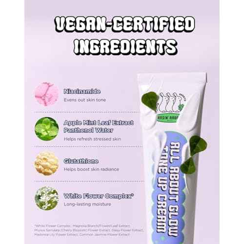 CHASIN' RABBITS All About Glow Tone-up Cream 1.69 fl. Oz, Natural Makeup Base, No Makeup Natural Look, Glow Skin, Long-Lasting Hydrating, Soft Texture, Vegan, Face & Body, K Beauty