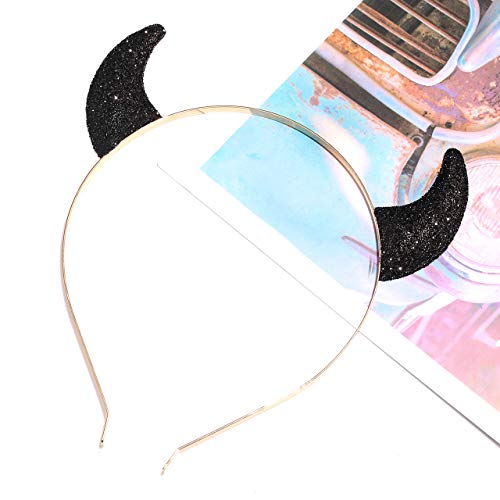 FAERLIIRY Halloween Headband Glitter Devil Horns Headband Cat Ears Devil Demon Headband Red Devil Costume Cosplay Accessories for Woman