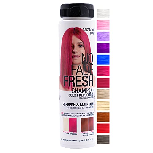 Raspberry Color Depositing Shampoo - Hot Pink Semi Permanent Hair Color with BondHeal Bond Rebuilder - Magenta Hair Dye 6.4 oz