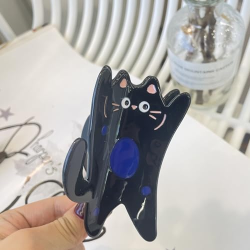 Funny Standing Cat Hair Clip,Acetate Claw Clips,Hair Clips for Women,Black