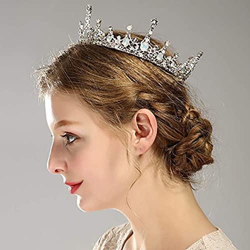 Fairyu Baroque Wedding Bride Crown and Tiaras Rhinestone Gemstone Crown Tiaras Queen Bridal Crowns Elegant Roal Hair Accessories for Women and Girls (Green)