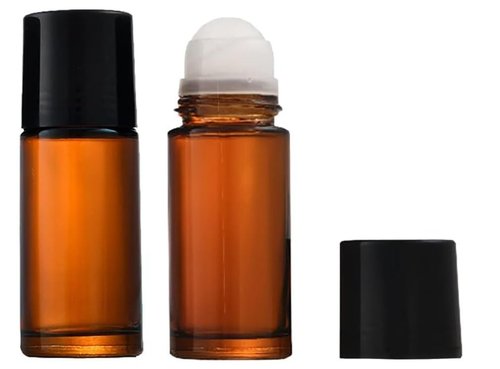 2Pcs Brown 50ml Glass Essential Oil Roller Bottles - Refillable Roll On Bottles for Fragrance, Empty Deodorant Containers