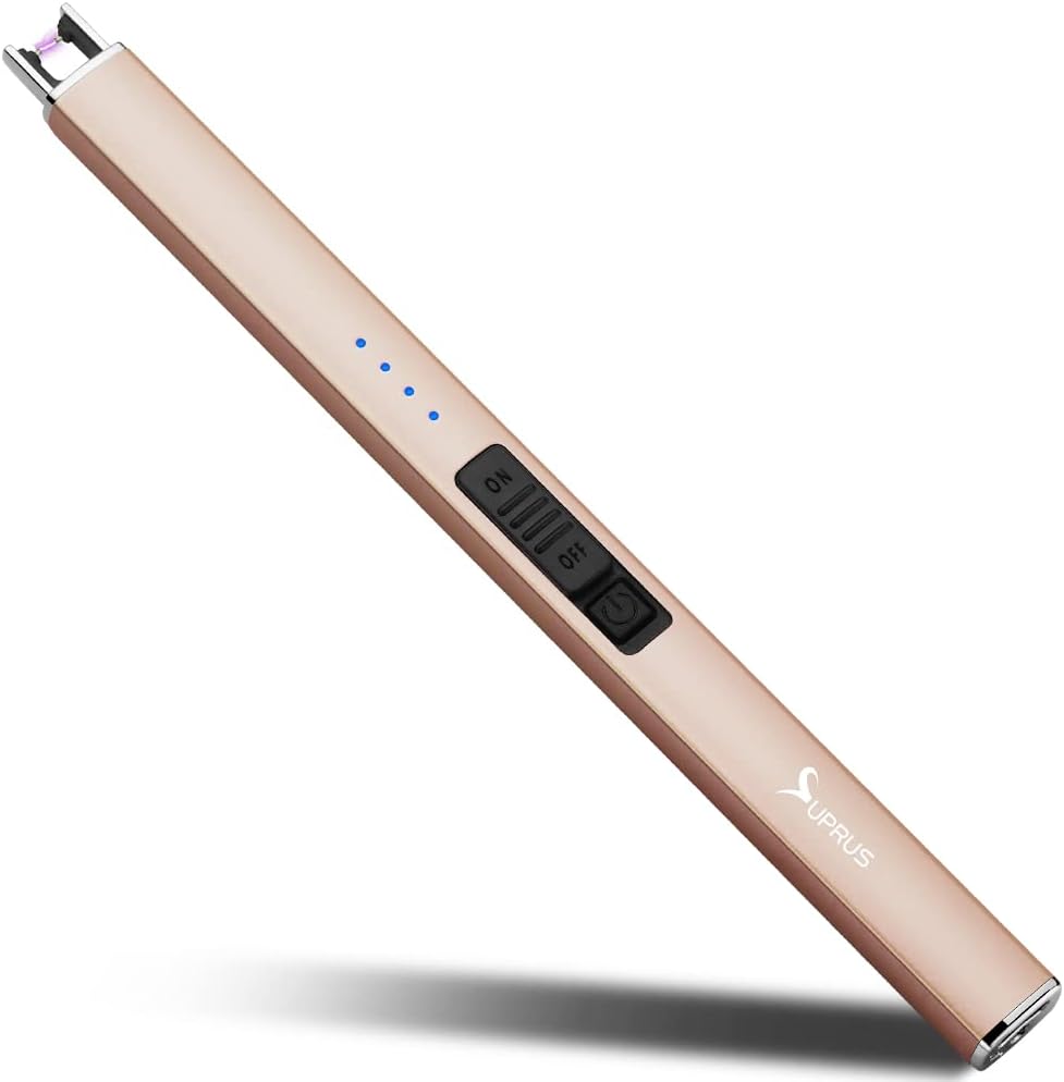 SUPRUS Electric Lighter - Windproof Flameless USB Rechargeable with Safety Lock | Champagne Gold