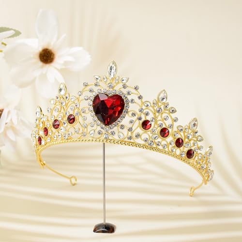 S SNUOY Tiaras and Crowns for Women Crystal Queen Crowns Rhinestone Princess Tiaras for Adult Hair Accessories for Bridal Birthday Prom Party - January Garnet