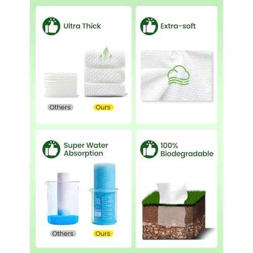 Elvira 100 Count Disposable Face Towels, Biodegradable Facial Cleansing Towels, Ultra Soft & Thick Cloth for Sensitive Skin, Makeup Remover Dry Wipes, Lint-Free Towelettes for Cleansing
