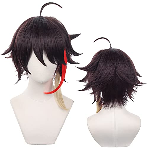 Red Yinlin Wig, Long Hair Straight Wig with Ponytail Bangs for Women Cosplay, Anime Wuthering Waves Cosplay Wig Perfect for Halloween Party (Yinlin)