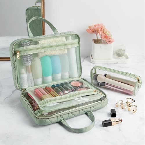 Conair Weekender-Toiletry Travel Bag-Makeup Organizer, Sage Green, 1 Count (Pack of 1)