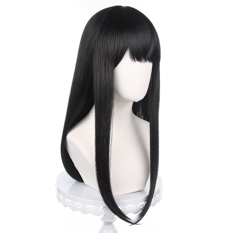 XiongXiongLe Anime Mitaka Asa Black Long Straight Wig Cosplay Chainsaw Man Women's Costume Heat Resistant Fiber Synthetic Hair with Cap Wig for Party Halloween(Mitaka Asa)