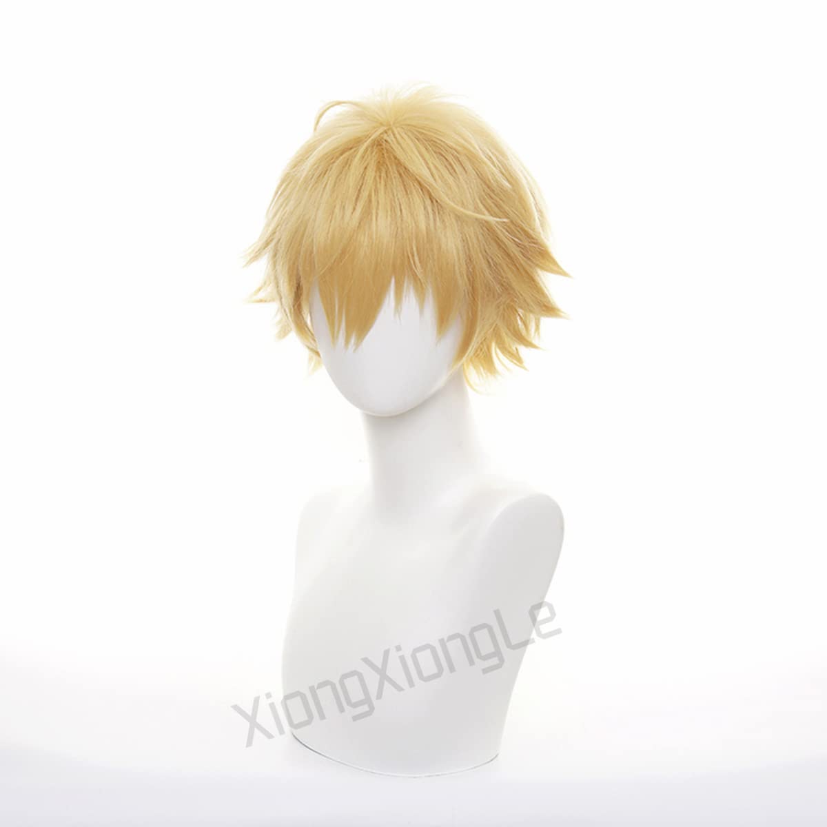 XiongXiongLe Cosplay Wig Anime Chainsaw Man Denji Cos Role Playing Short Yellow Heat Resistant Fiber Synthetic Costume Hair with Cap Wig for Party Halloween(Denji)