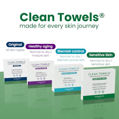 Clean Skin Club Clean Towels® XL Sensitive Skin | Travel Pack, Ultra-Soft Disposable Face Towels Infused with Aloe & Glycerin for Sensitive Skin, TSA-Approved Travel Essential,1 Pack, 10 Ct Total