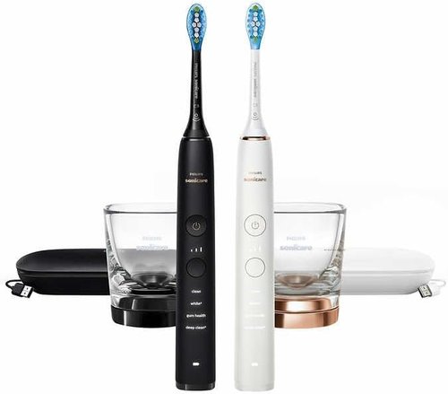 PHILIPS Sonicare Diamond Clean Rechargeable Toothbrush - Battery Powered, Complete Oral Care, 2-Pack (Black)