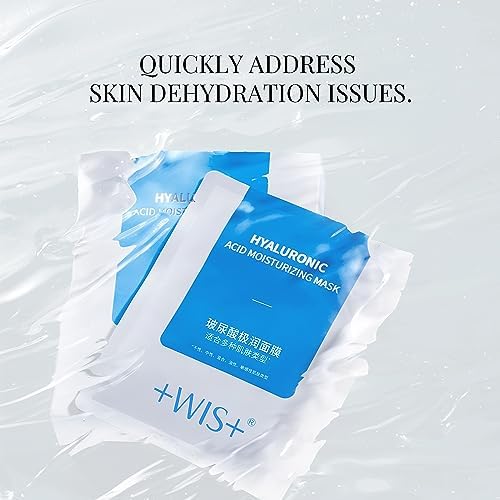 **+WIS+ Hyaluronic Acid Face Mask - 24 EA Hydrating Serum & Vitamin B5 for Dry Skin | Anti-Aging & Plumping**