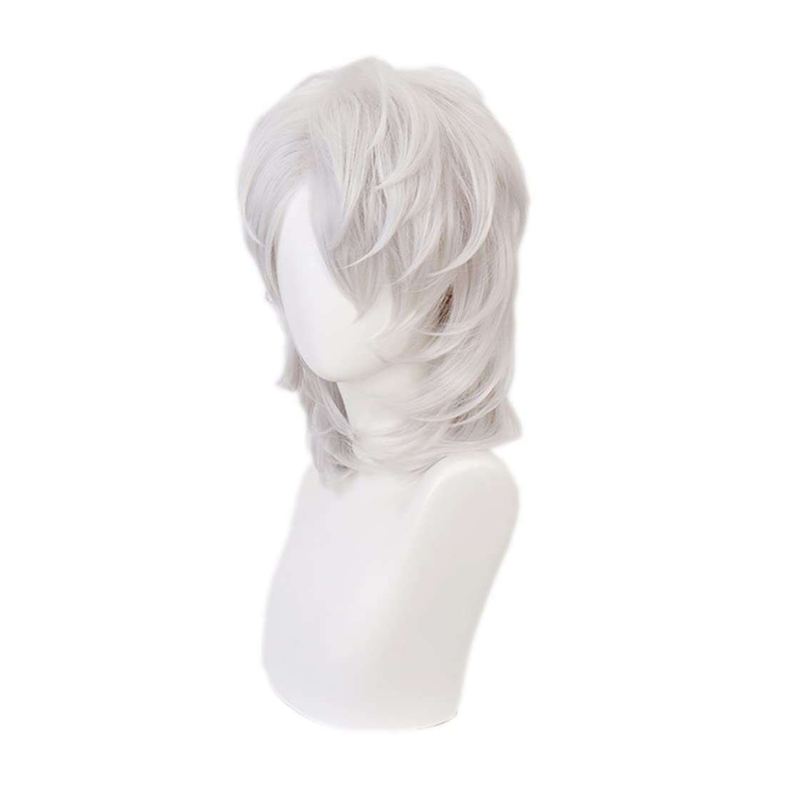 Aadesso Demon 鬼滅 Kimetsu No Rui Anime Cosplay Silver White Short Curly Men Women Heat Resistant Synthetic Hair s