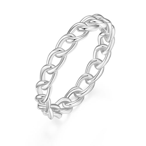 Mameloly 3.8mm Wedding Bands for Women Stackable Open Chain Link Promise Engagement Rings for Her Size 11