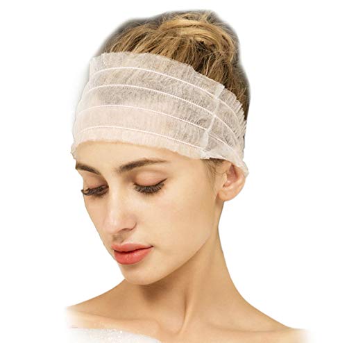 LIFESOFT disposable spa headbands, non-woven hair bands, 100 count (White)