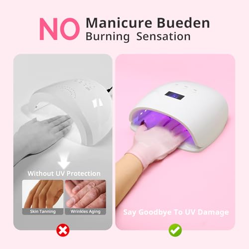 AIRSEE UV Gloves for Nail Lamp,Professional UPF50+ UV Protection Gloves for Manicures Nail Art,Fingerless Gloves That Shield Skin from The Sun and Nail Lamp (Black)