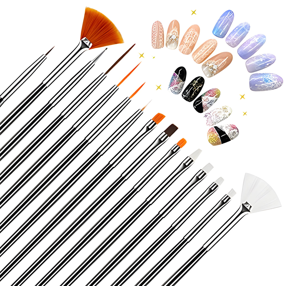 20-Piece Nail Art Brush and Dotting Tools Set for Professional & DIY Designs