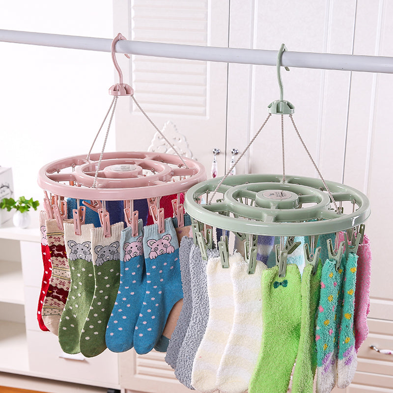 Windproof Clothes Drying Rack with Plastic Clips