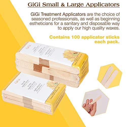 GiGi Wooden Wax Sticks - Large & Small Applicator Wax Spatulas for Hair Removal - Precision Waxing Sticks for Face, Bikini, and Body - 100 ct, Pack of 2
