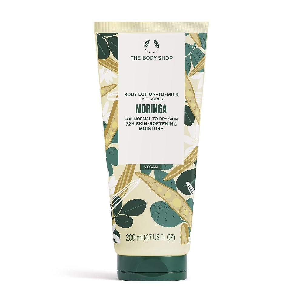 The Body Shop Moringa Body Lotion- Skin Softening Moisture For Normal to Dry Skin, Vegan - 6.7 Fl Oz