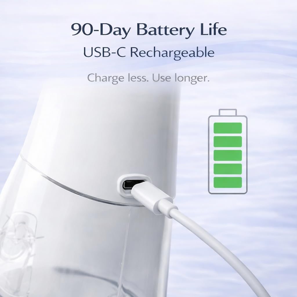 SparkLux Cordless Water Flosser - Portable Oral Irrigator with 5 Pressure Modes, 340ml Tank, USB-C Rechargeable, Waterproof | Ideal for Braces & Gum Care (White/Rose Gold)