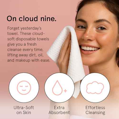 grace & stella Disposable Face Towels - Ultra-Soft & Absorbent Face Wipes - XL Facial Towels for Cleansing & Makeup Removal - Thick Towelettes - Lint-Free Facial Tissue - Vegan, Plant-Based (60 Count)