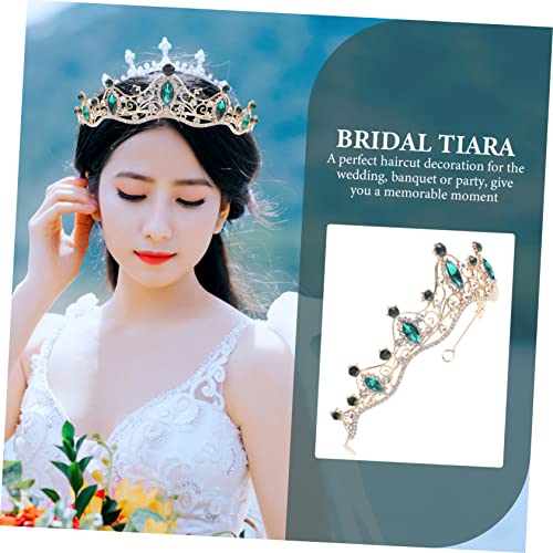 DRESSOOS Baroque Crown Cosmetic Containers Diamond Headband Blue Wedding Bridal Hair Decors Gold Tiara Pearl Decor Gold Wedding Decor Nurses Hat Zinc Alloy Miss Make up Small Crown